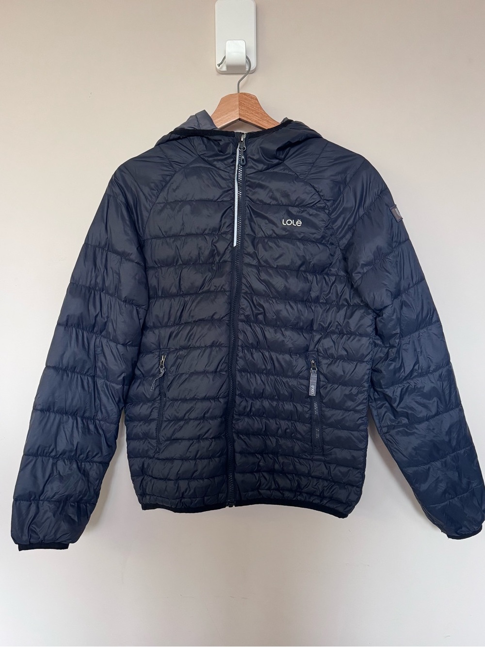 Lole Kids Girls Black Packable Hooded Puffer Primaloft Insulated Jacket Sz 14/16